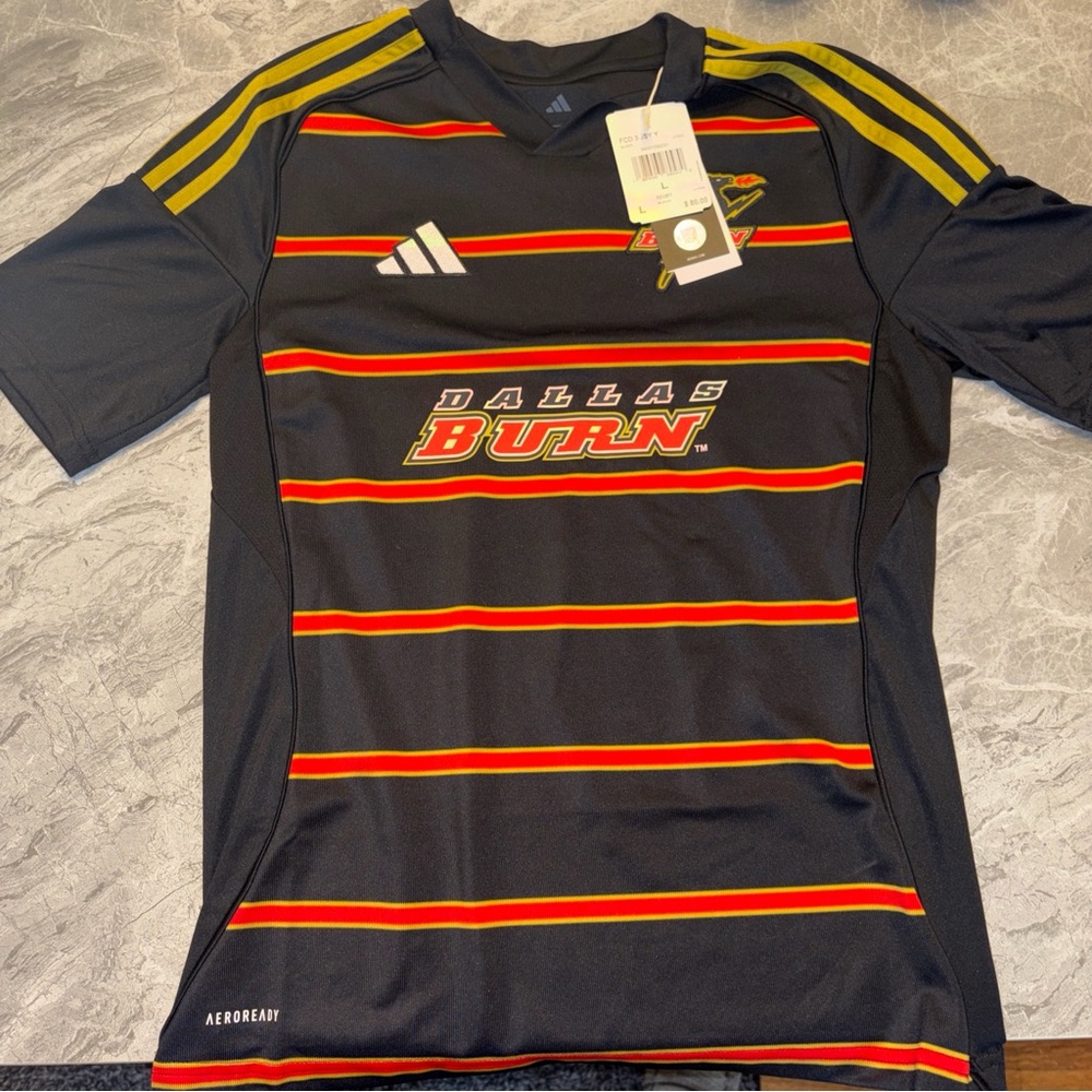 Adidas Dallas Burn (FC Dallas) Youth Large Black Red Stripe Soccer Jersey